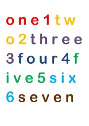 Numbers one to twenty spelling cut outs--color and b&w