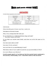 English Worksheet: Music, Youth and Urban Tribes (part 5, key)
