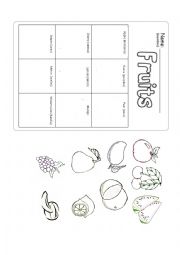 English Worksheet: Bingo Fruits 2