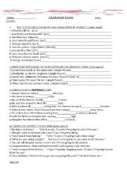 English Worksheet: exam on present perfect and futures