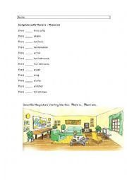 English Worksheet: there is there are