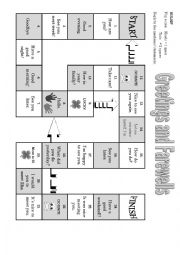 English Worksheet: Hello and goodbye style board game