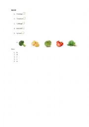 English Worksheet: Fruits and Vegetables