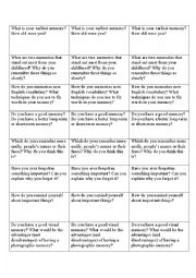 English Worksheet: Conversation about memory 