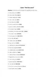 English Worksheet: Game - Find the word