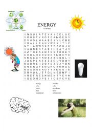 English Worksheet: Energy Wordsearch