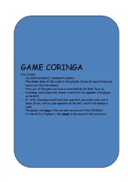 English Worksheet: GAME CARTA CORINGA