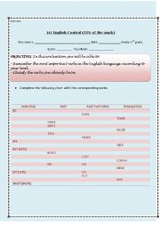 English Worksheet: EASY!!! Regular and Irregular verbs 1st control
