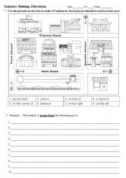 English Worksheet: Sentence Making Practice_Directions