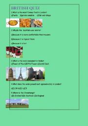 English Worksheet: British quiz