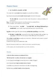 English Worksheet: purpose clause iworksheet