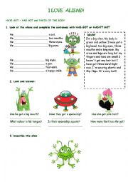 English Worksheet: I love aliens!