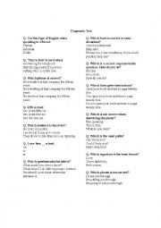 English Worksheet: Diagnostic Business Test