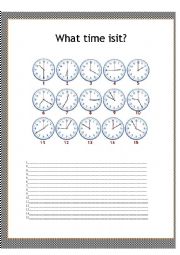 English Worksheet: What time is it?