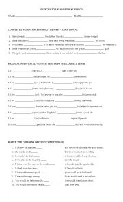 English Worksheet: First and second conditionals