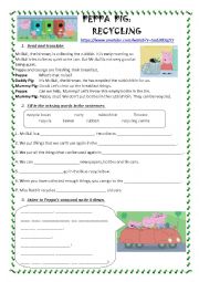 English Worksheet: Recycling with Peppa Pig