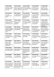 English Worksheet: Ask and Tell board game plus cards 