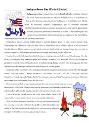 English Worksheet: Independence Day - the Fourth of July