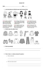 English Worksheet: what are you wearing?