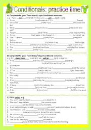 English Worksheet: Conditionals - ALL TYPES - Practice time!