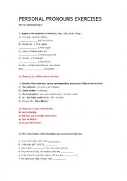English Worksheet: Personal Pronouns (answer key)