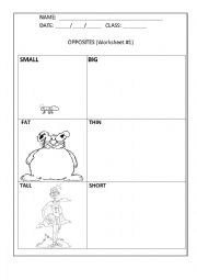 English Worksheet: Oppostites