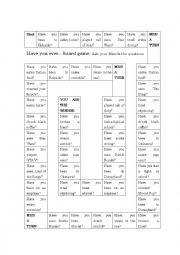English Worksheet: Have you ever...? board game