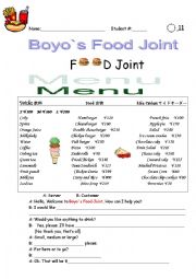 English Worksheet: eating out/ordering food