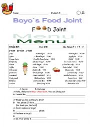 English Worksheet: eating out/ordering food