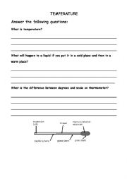 English Worksheet: Temperature