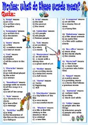 English Worksheet: Movies:what do these words mean? Quiz: