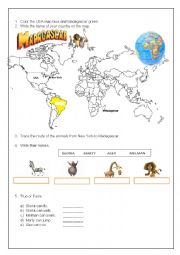 English Worksheet: Madagascar Movie