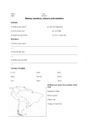 English Worksheet: Names, age and countries