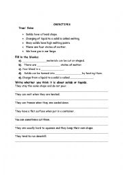 English Worksheet: Stataes of matter 