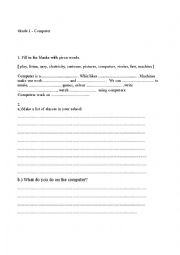 English Worksheet: Computer : things we do with computer