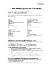 English Worksheet: Kidnapping video! Speaking & listening activity