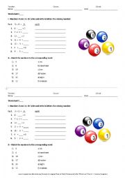 English Worksheet: NUMBERS 1-19