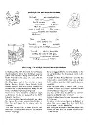 English Worksheet: Rudolph The Red Nosed Reindeer