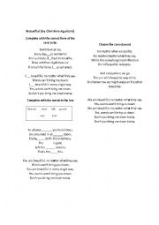 English Worksheet: Beautiful by Christina Aguilera