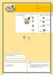 English Worksheet: The Simpsons_Personal Pronouns_Writing_Reading_Family Vocabulary