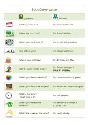 English Worksheet: Basic Conversation