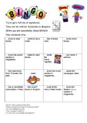 English Worksheet: BINGO - Find someone who