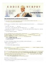 English Worksheet: Coming to America