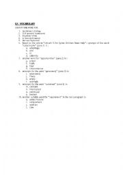 English Worksheet: VOCABULARY
