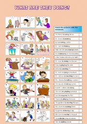 English Worksheet: What are they doing? _Present Continuous 