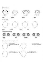 English Worksheet: VOCABULARY - HAIR AND EYES