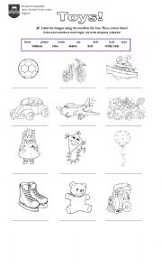 English Worksheet: toys with pictures for kidsol