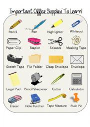 English Worksheet: Important Office supplies