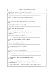 English Worksheet: PASSIVE WITH TWO OBJECTS