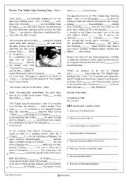 English Worksheet: Cloze Reading - Twilight Breaking Dawn movie review